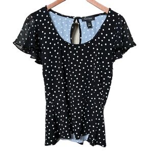 WHBM Peplum Top, Black and White, Size Small